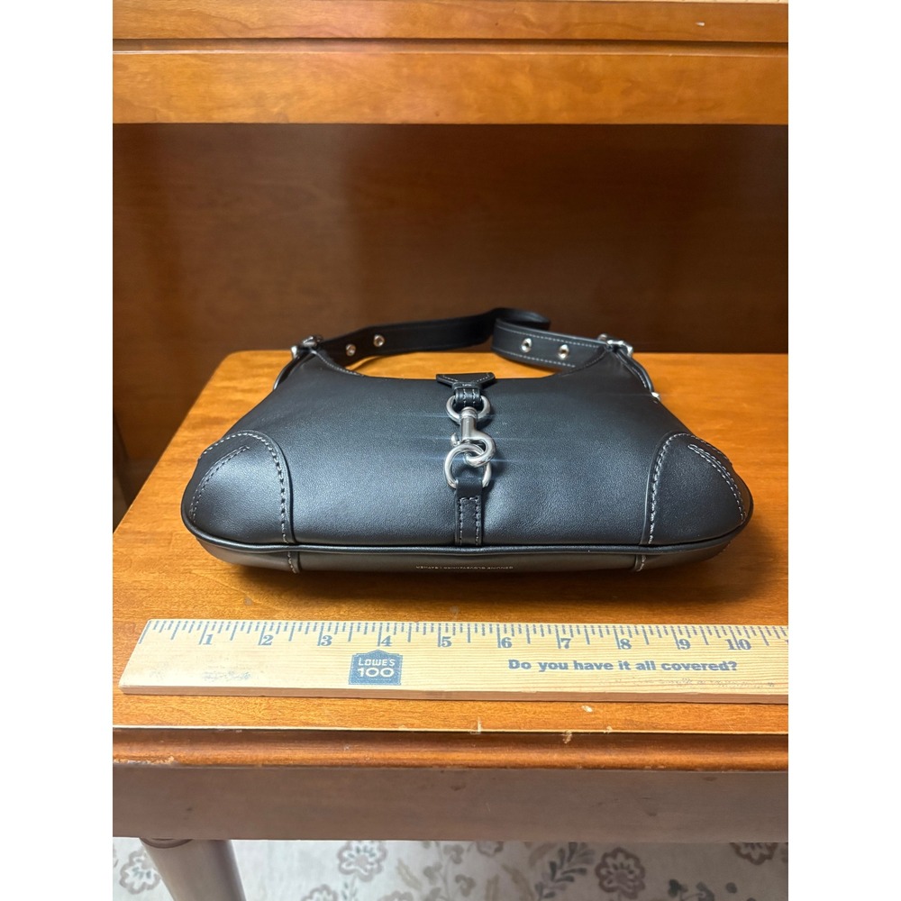 Coach Hampton Hobo Black Leather Shoulder Bag Silver Hardware NWT - Picture 5 of 10